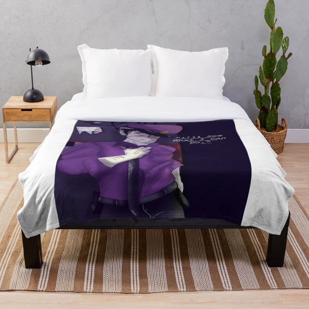 Afton Reporting II Plush Blanket featuring William Afton and Glitchtrap
