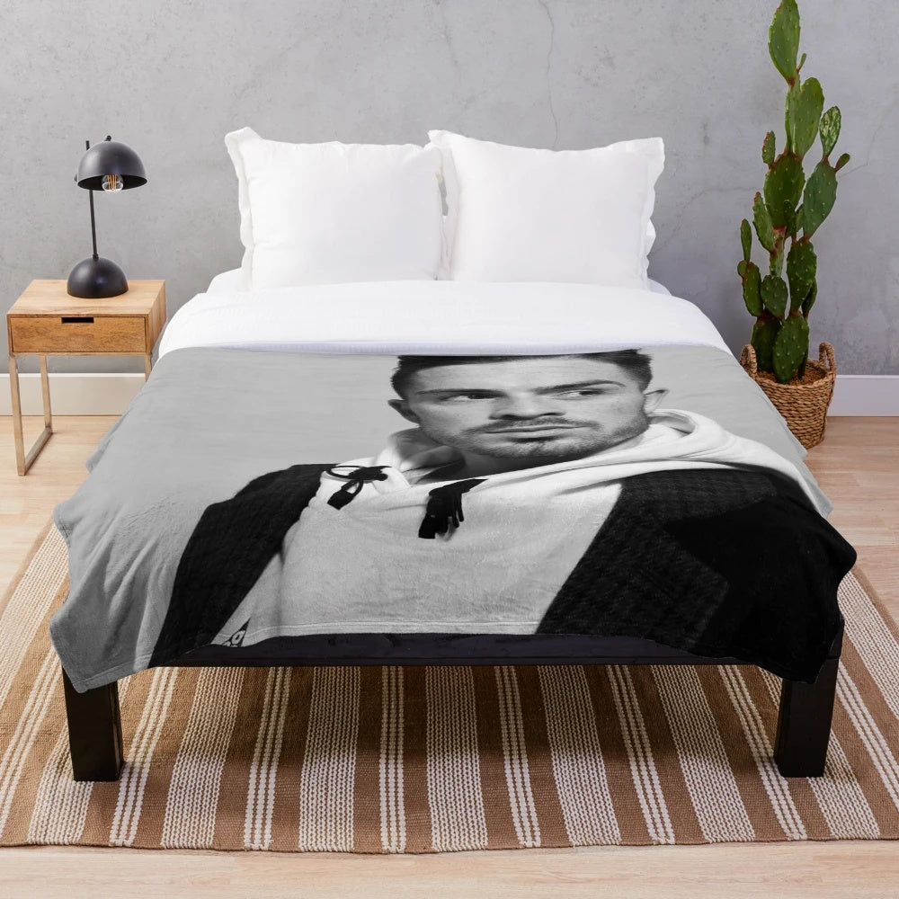 Cozy plush blanket with football fan design