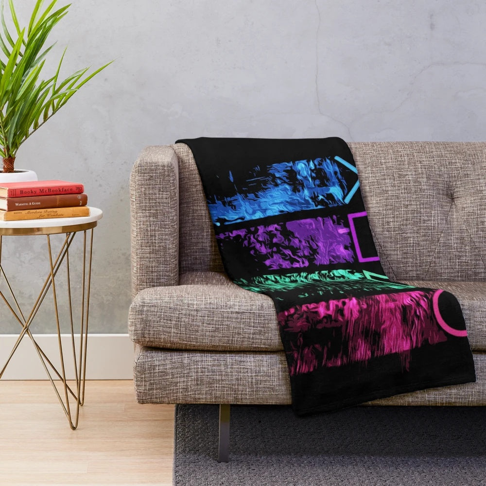 Plush blanket with video game and anime design