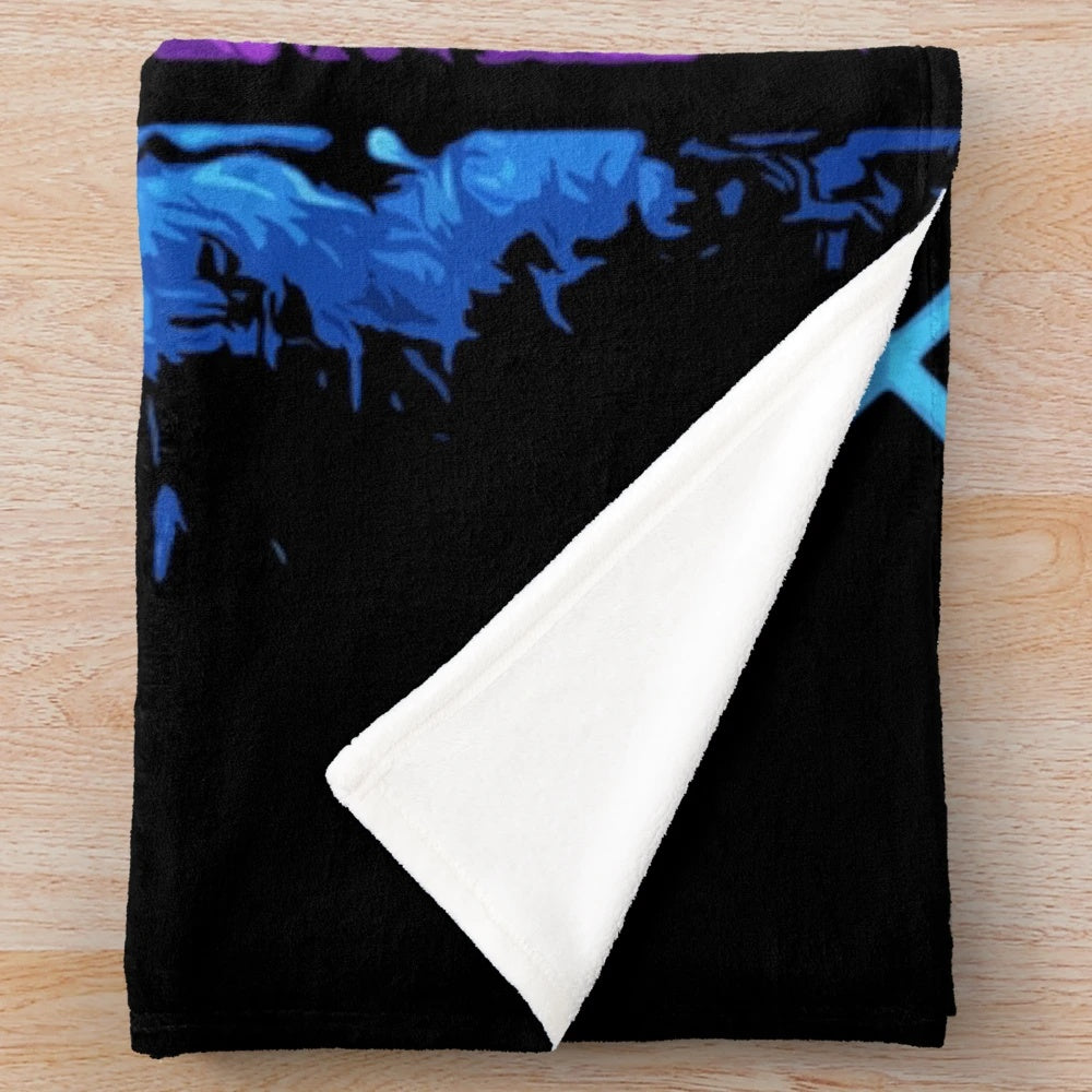 Plush blanket with video game and anime design