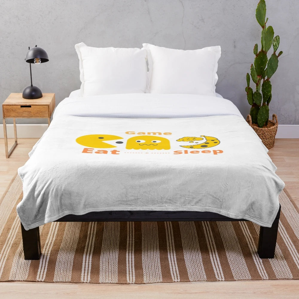 Plush blanket with a games addiction design