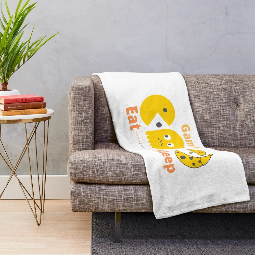 Plush blanket with a games addiction design