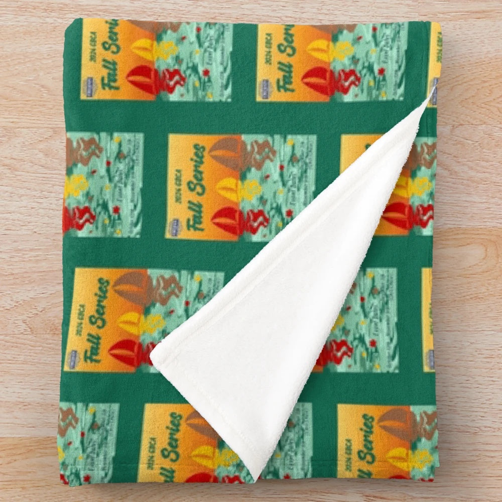 Plush blanket featuring GBCA fall racing series design