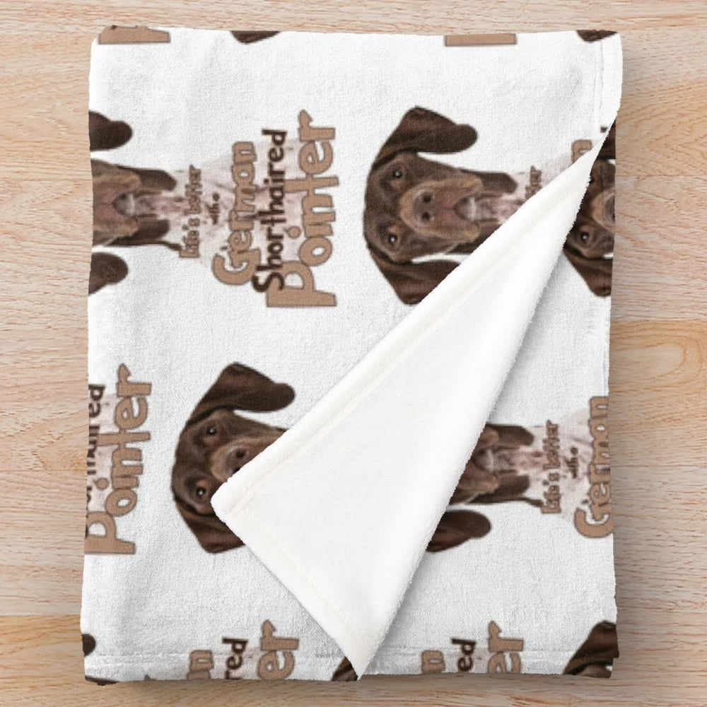Soft and plush blanket featuring a German Shorthaired Pointer design