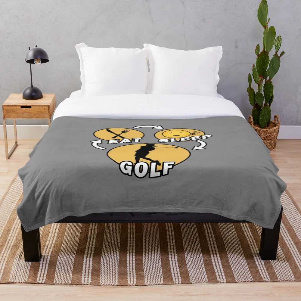 Eat Sleep Golf Repeat Plush Blanket for Golf Lovers