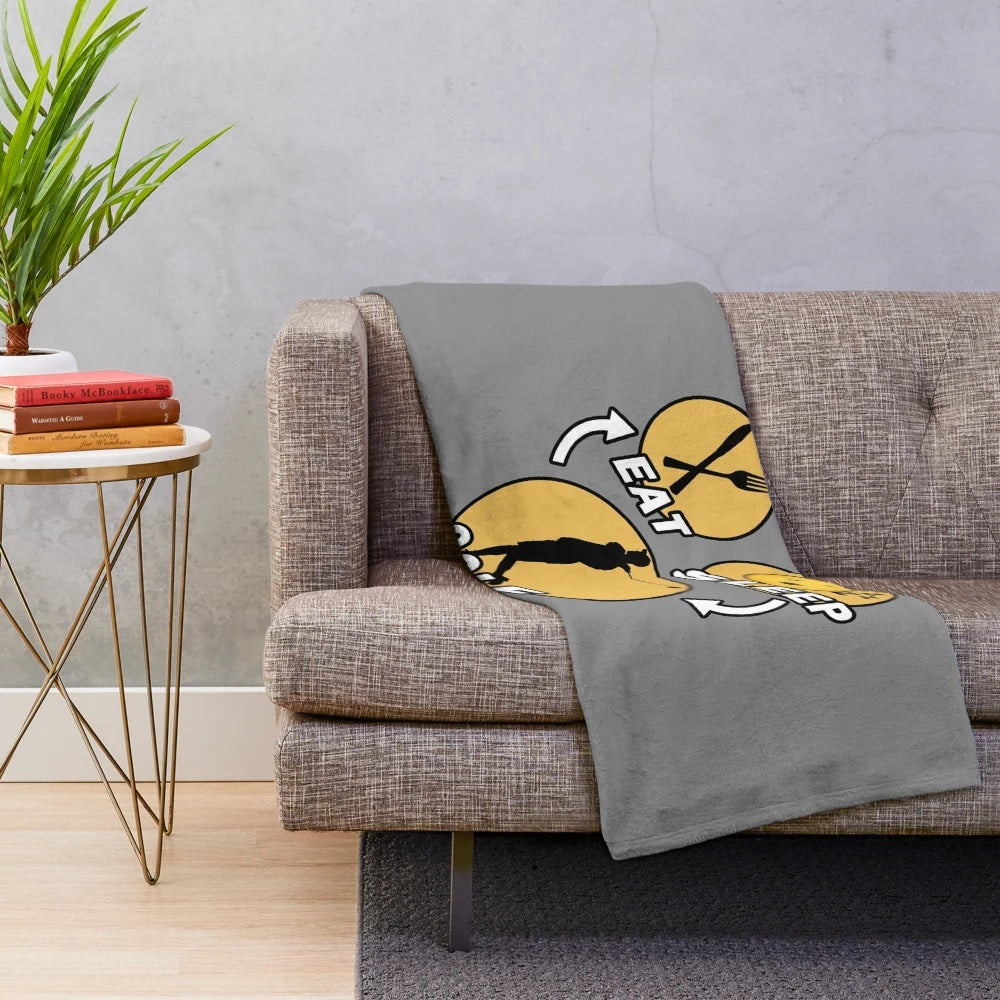 Eat Sleep Golf Repeat Plush Blanket for Golf Lovers