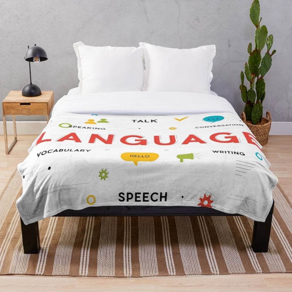 A plush, comfortable blanket with a grammar-inspired design