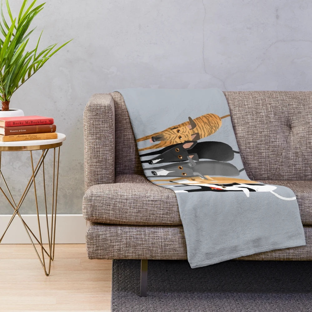 Soft and plush blanket featuring a greyhound, whippet, or sighthound design