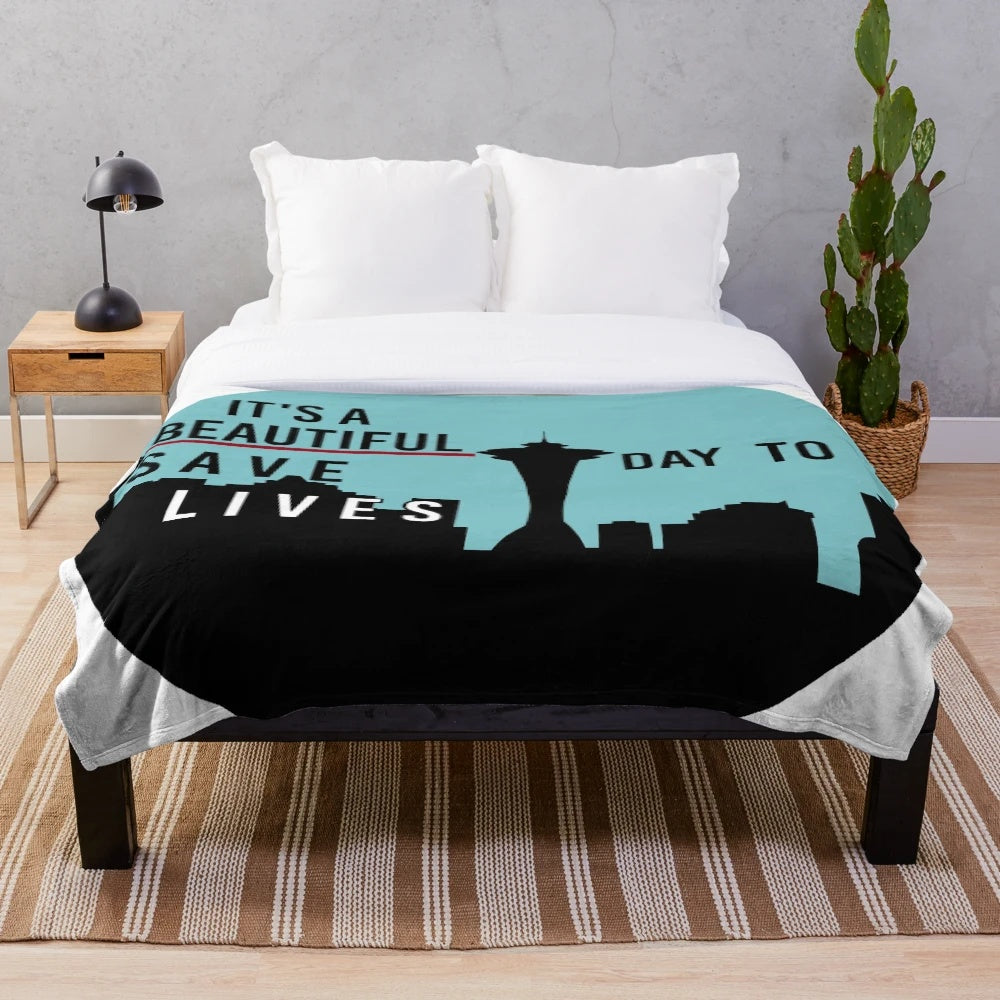 Soft and comfortable plush blanket featuring Grey's Anatomy inspired design