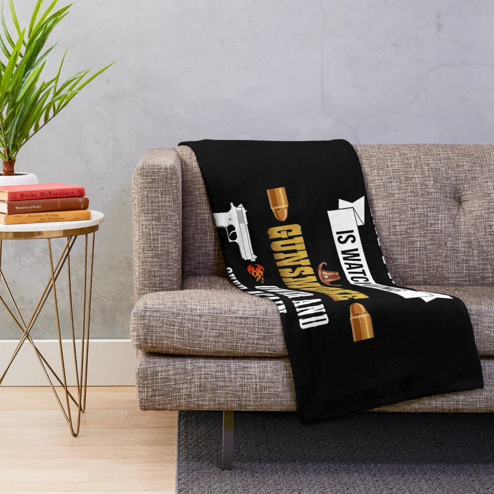 Plush blanket with a western theme, perfect for Gunsmoke fans