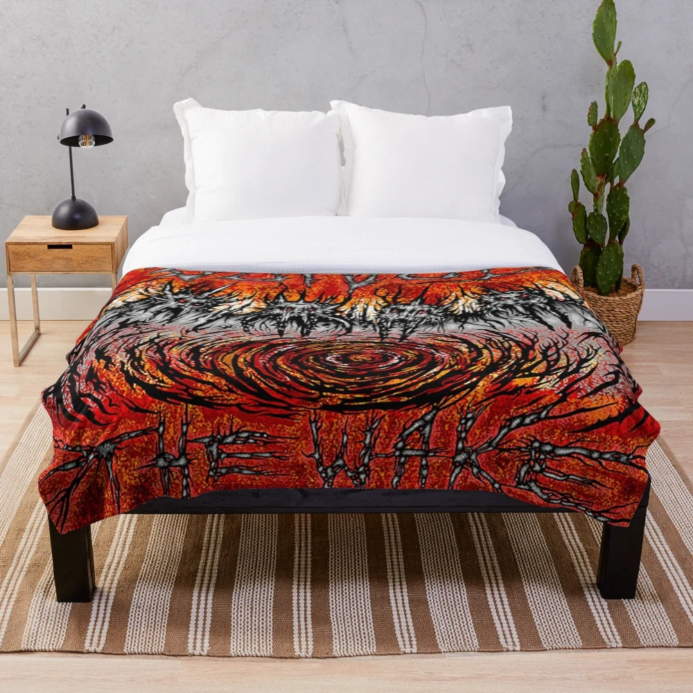 Plush blanket with a skull design, perfect for heavy metal music fans