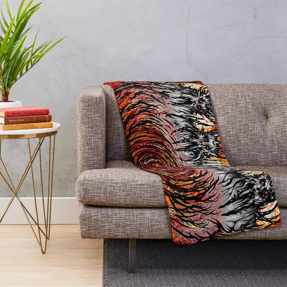 Plush blanket with a skull design, perfect for heavy metal music fans