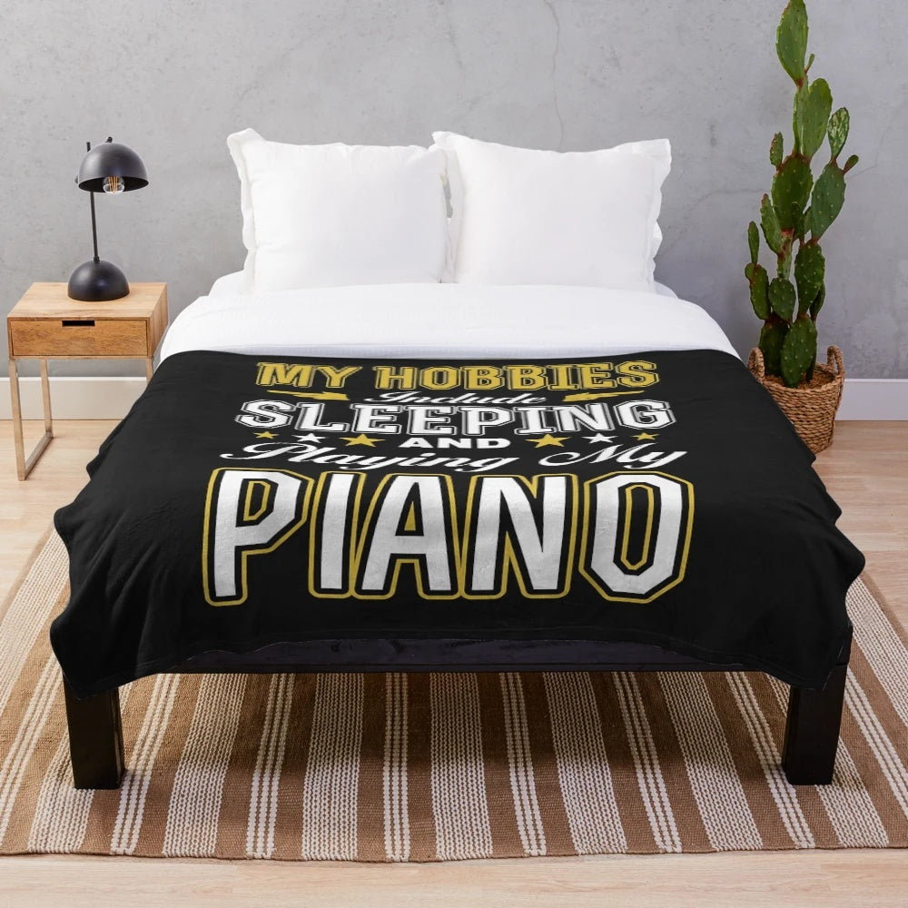 Plush blanket for hobbies of sleeping and playing piano