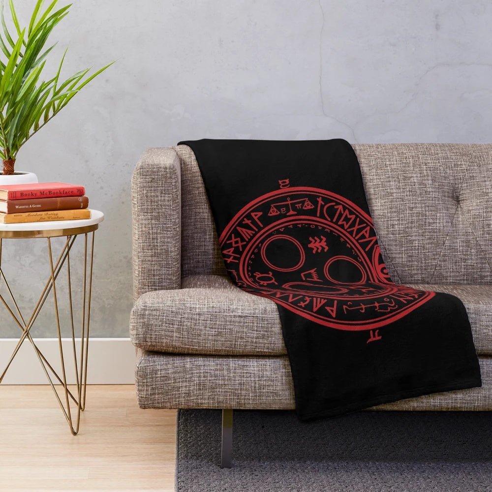 Plush blanket with horror-inspired design