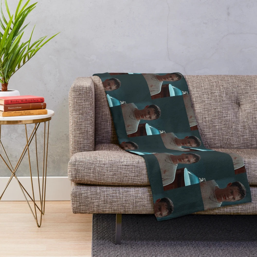 Plush blanket featuring Stu Macher, the iconic villain from the Scream movies