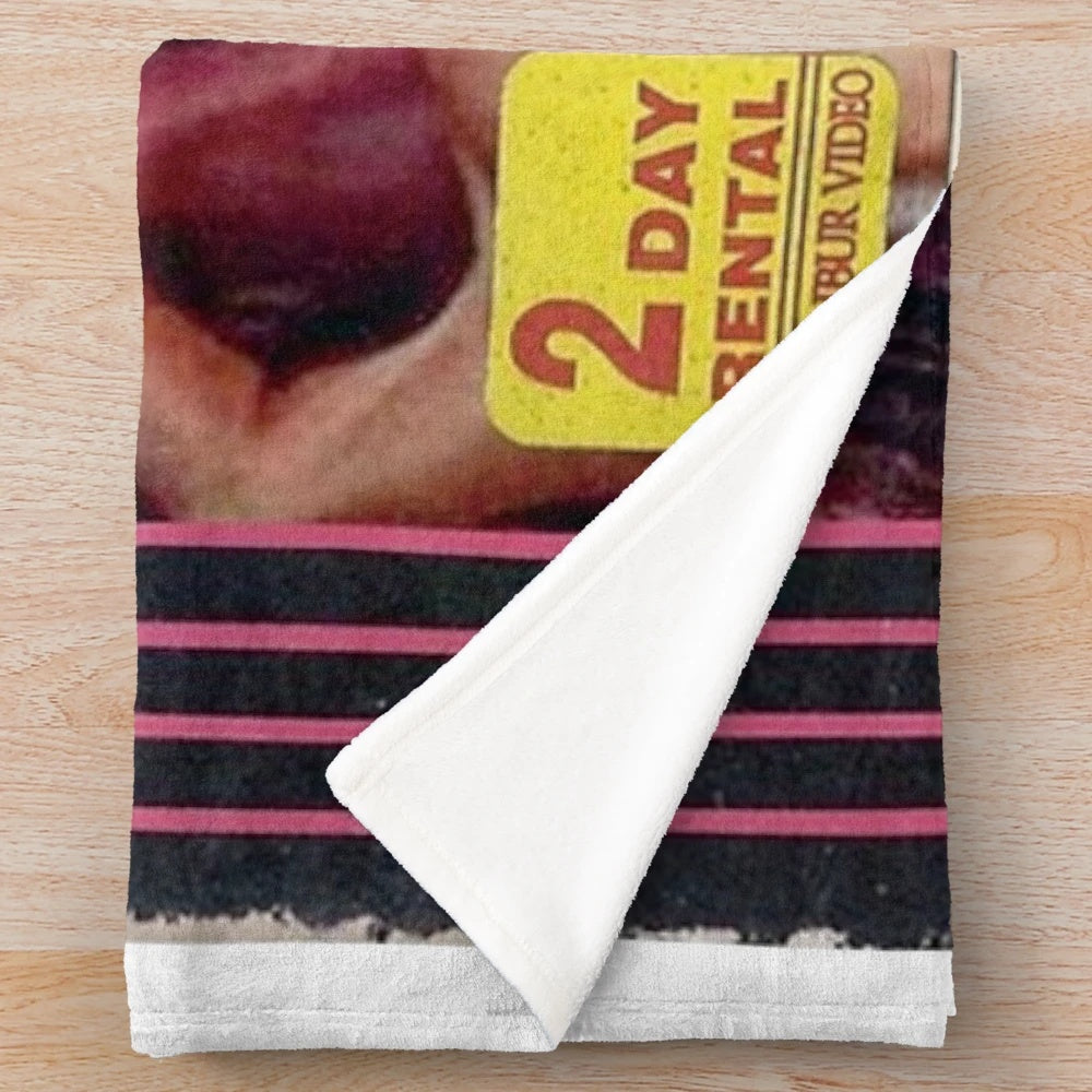 Soft and plush blanket with indie film and horror aesthetic design