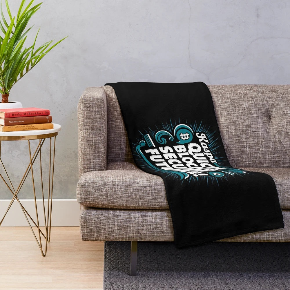 Soft and Cozy Plush Blanket featuring Kaspa Crypto Design