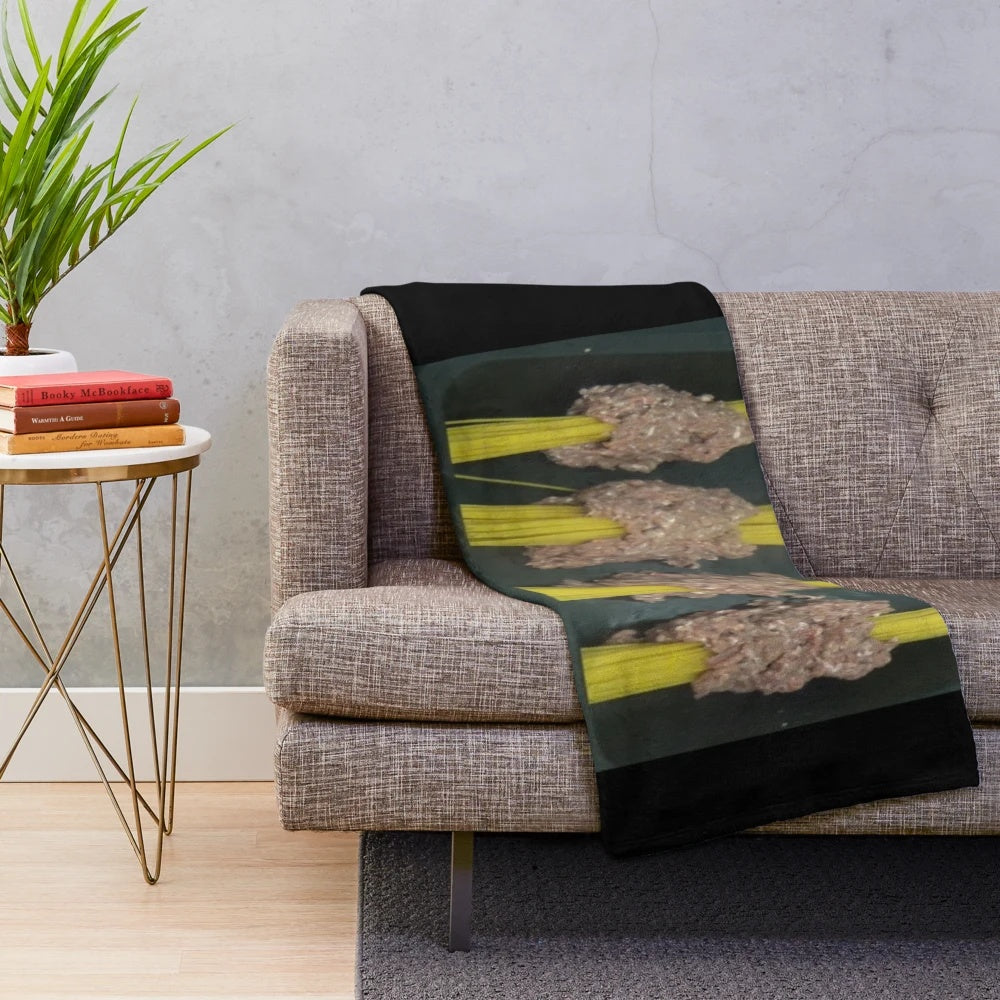 Plush blanket featuring a spaghetti bolognese design inspired by Kay's Cooking