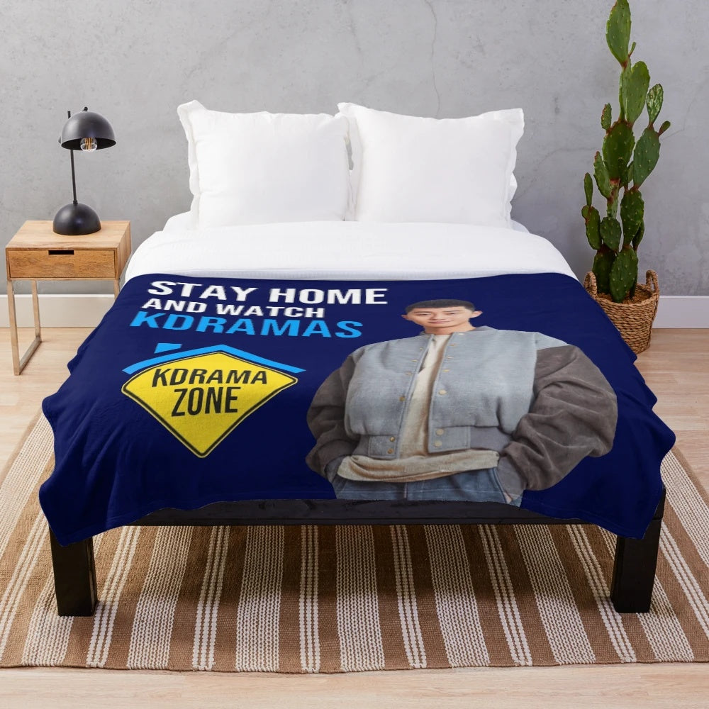 Plush blanket featuring Park Seo Joon, the star of the popular Korean drama Itaewon Class