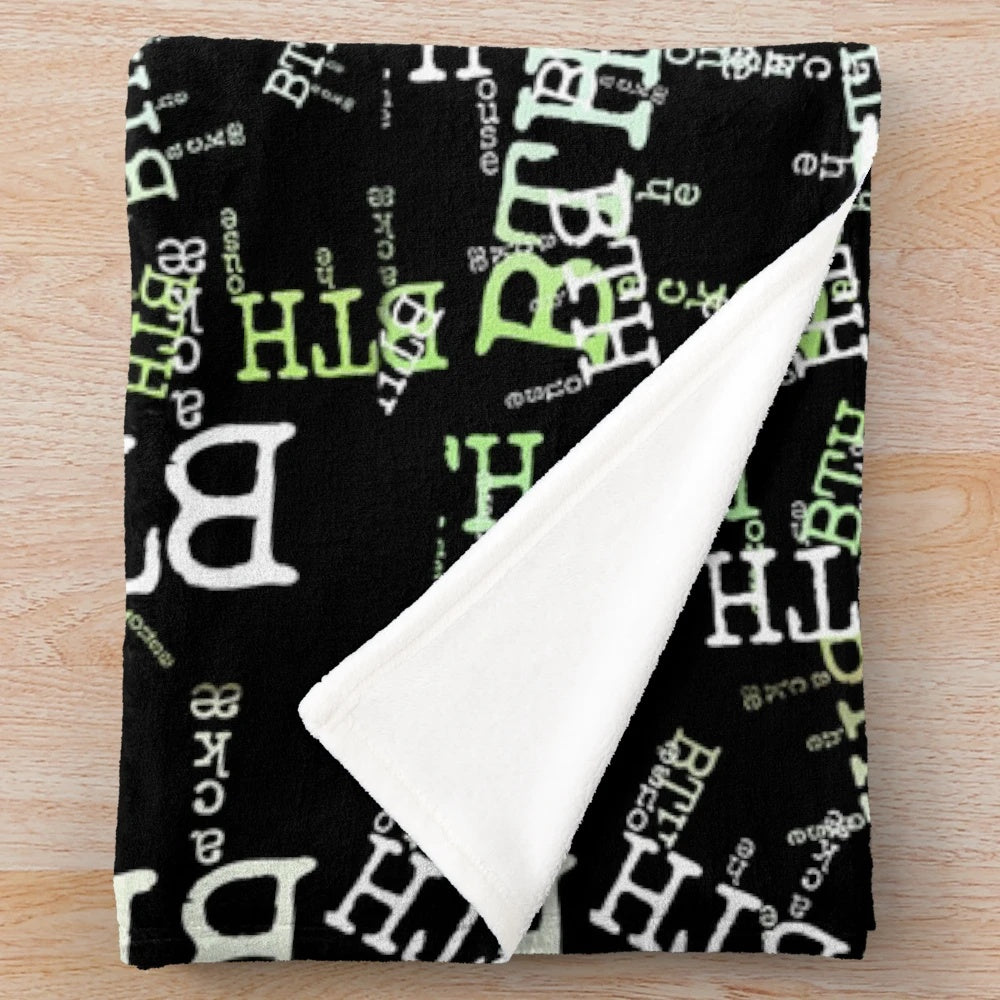 Cozy plush blanket with BackaeTheHouse design