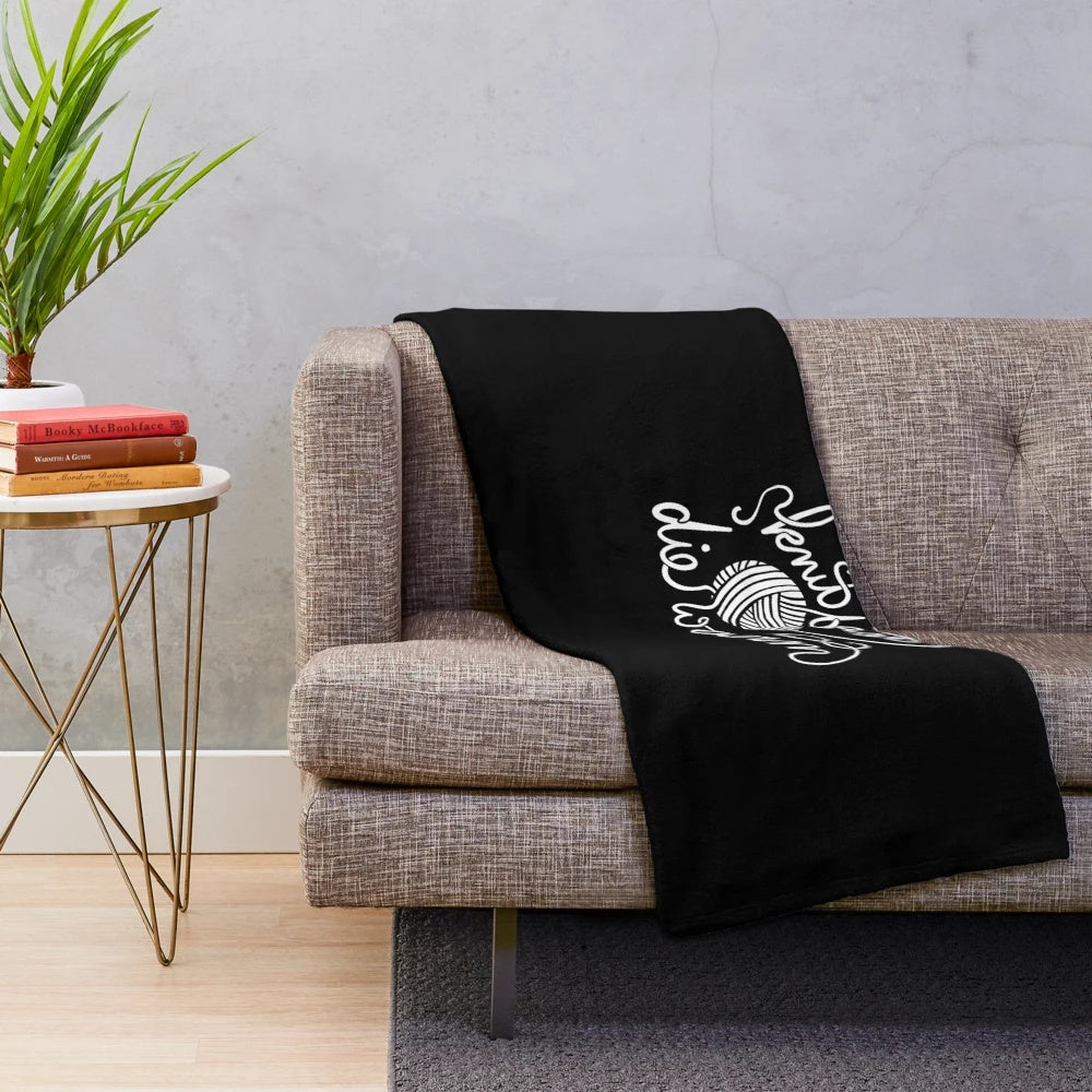 Cozy plush blanket with knitting pattern