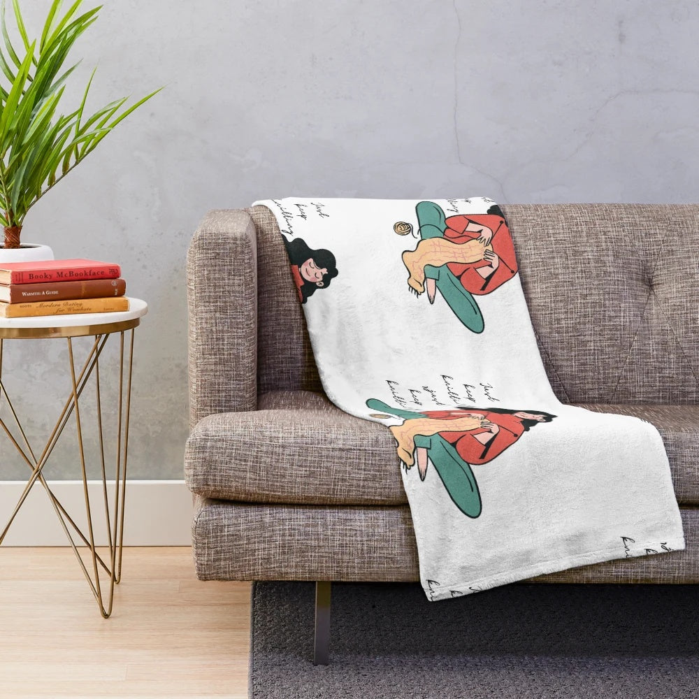 Cozy plush blanket with a knitting or crochet pattern