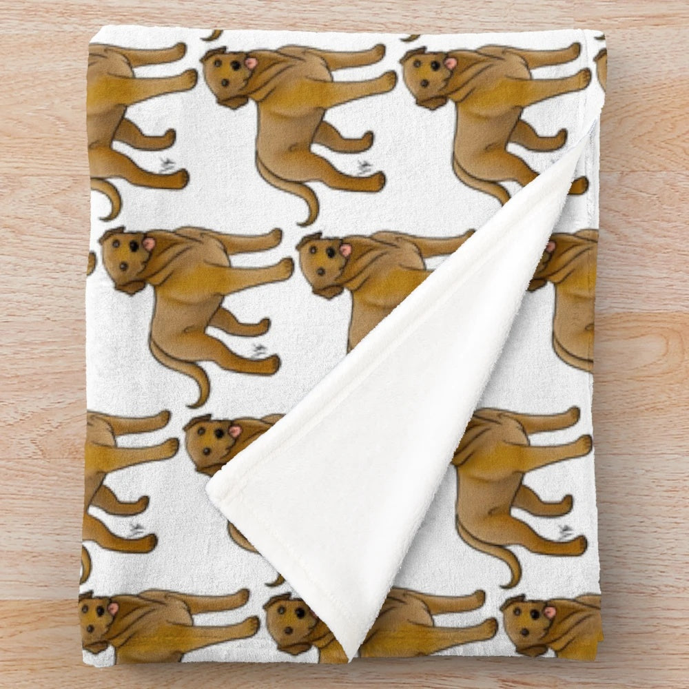 Broholmer-inspired plush dog blanket in a rich brown color