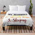 Plush blanket with a humorous "lazy bum" design