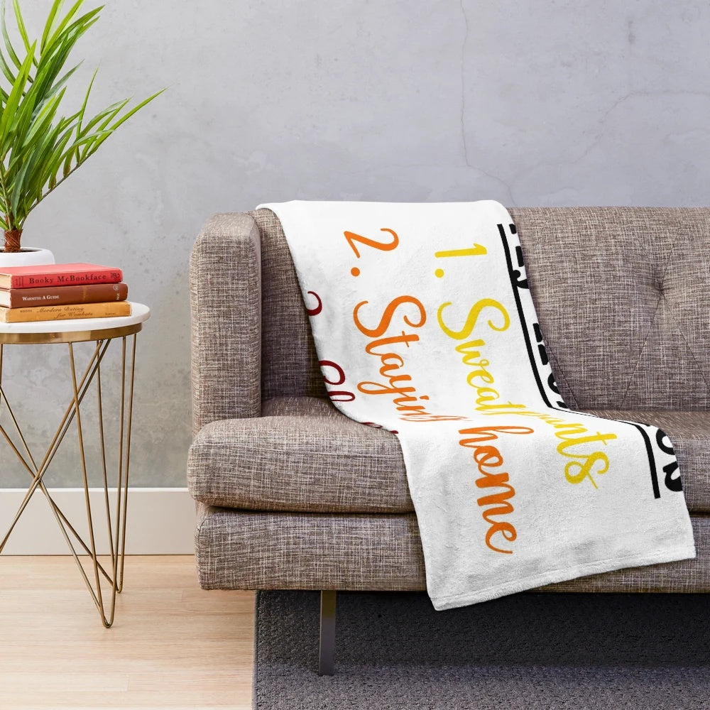 Plush blanket with a humorous "lazy bum" design