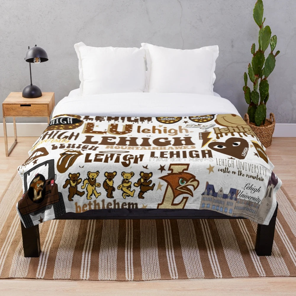 Soft and plush Lehigh University-themed throw blanket