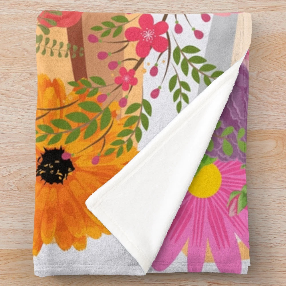 Soft plush blanket with mother's day theme