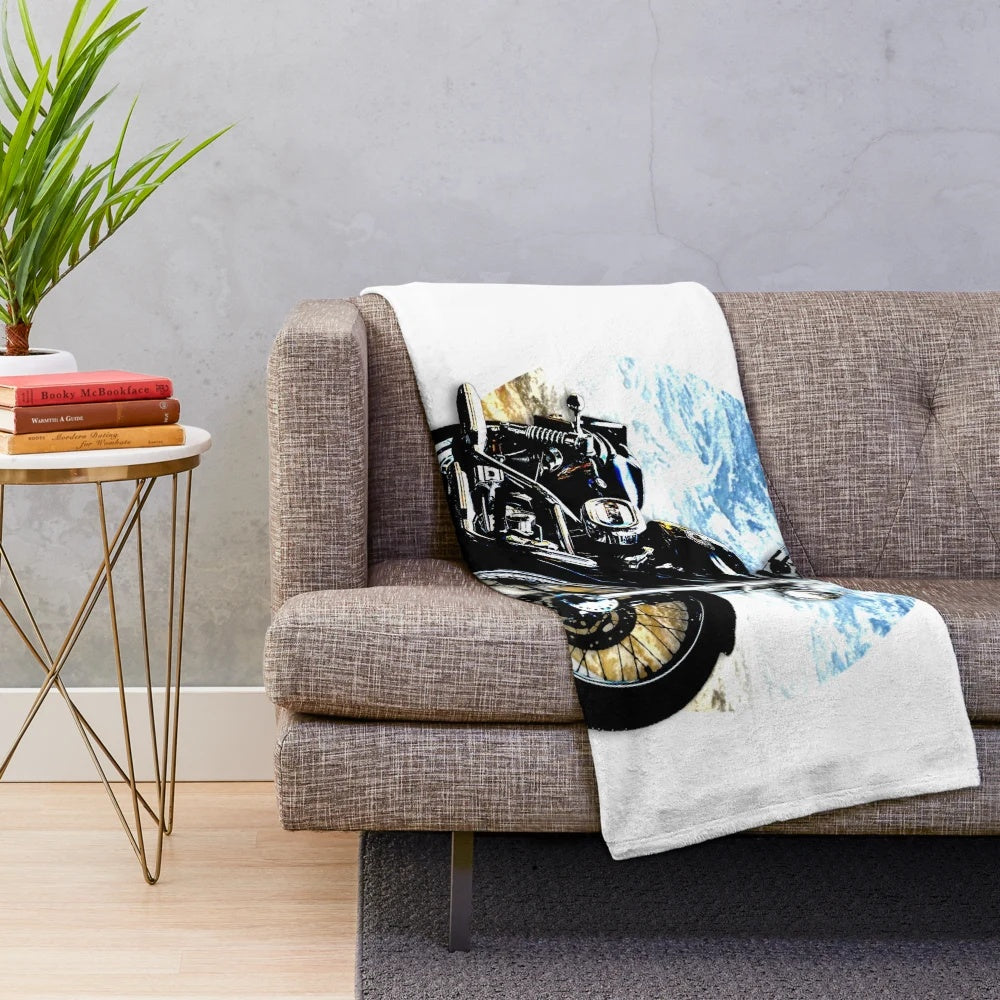 Soft and Comfortable Plush Blanket Featuring Motorcycle Imagery