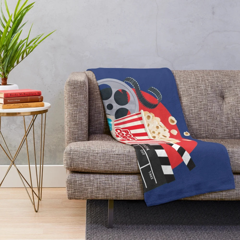 Plush blanket with cinema-inspired design for movie buffs and film enthusiasts
