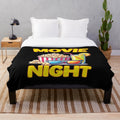 Plush blanket with movie night, popcorn, and lemonade design