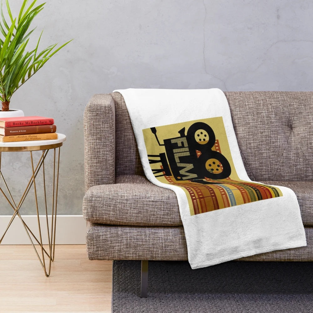 Soft and plush movie-themed blanket for a cozy cinema experience at home
