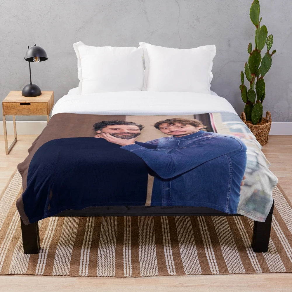Soft, plush blanket inspired by popular actors Pedro Pascal and Oscar Isaac