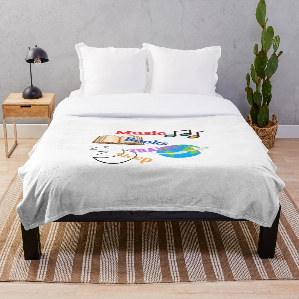 Cozy plush blanket for enjoying music, reading books, traveling, and relaxing sleep
