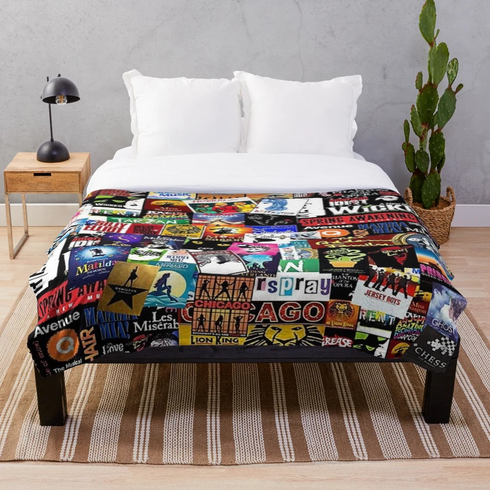 Soft and plush blanket featuring a music collage design