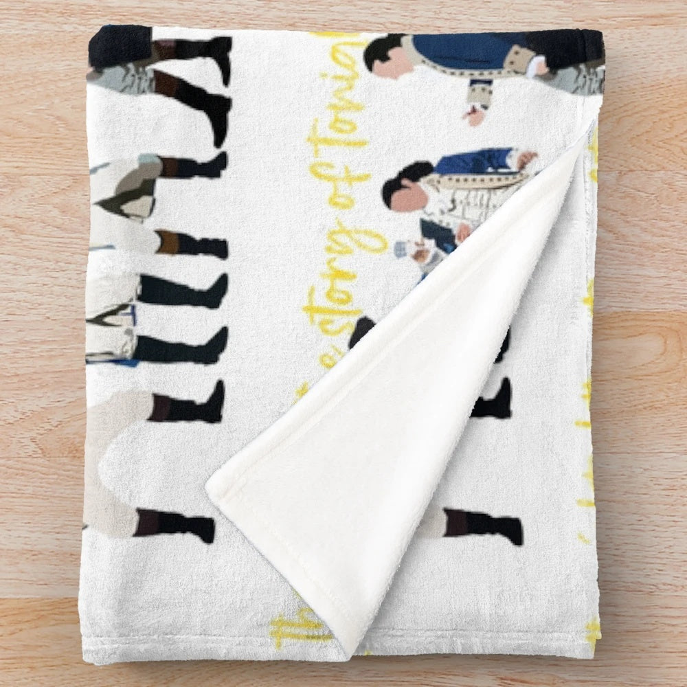 Soft plush blanket featuring a musical theater design