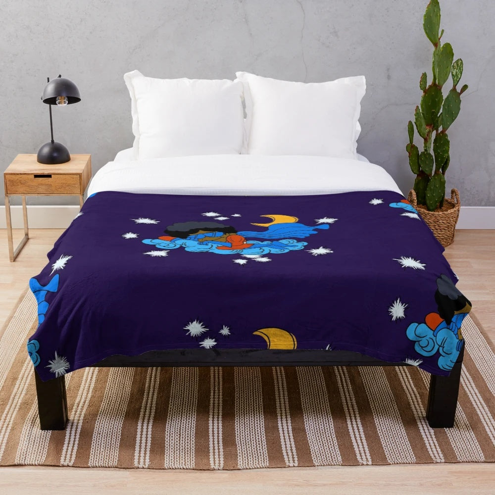 Plush blanket featuring cartoon-inspired design for cozy sleep and naps