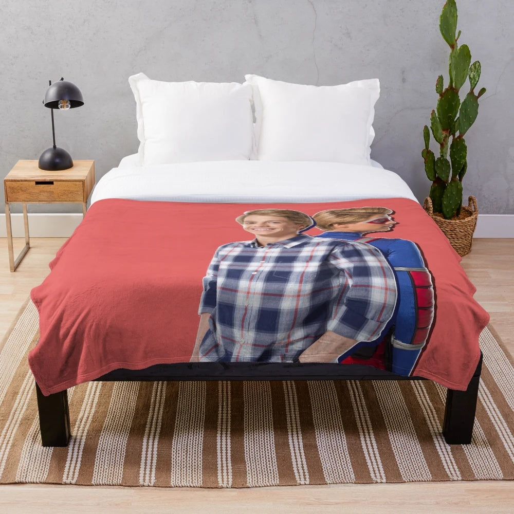 Cozy plush blanket featuring a superhero design inspired by the Nickelodeon character Henry