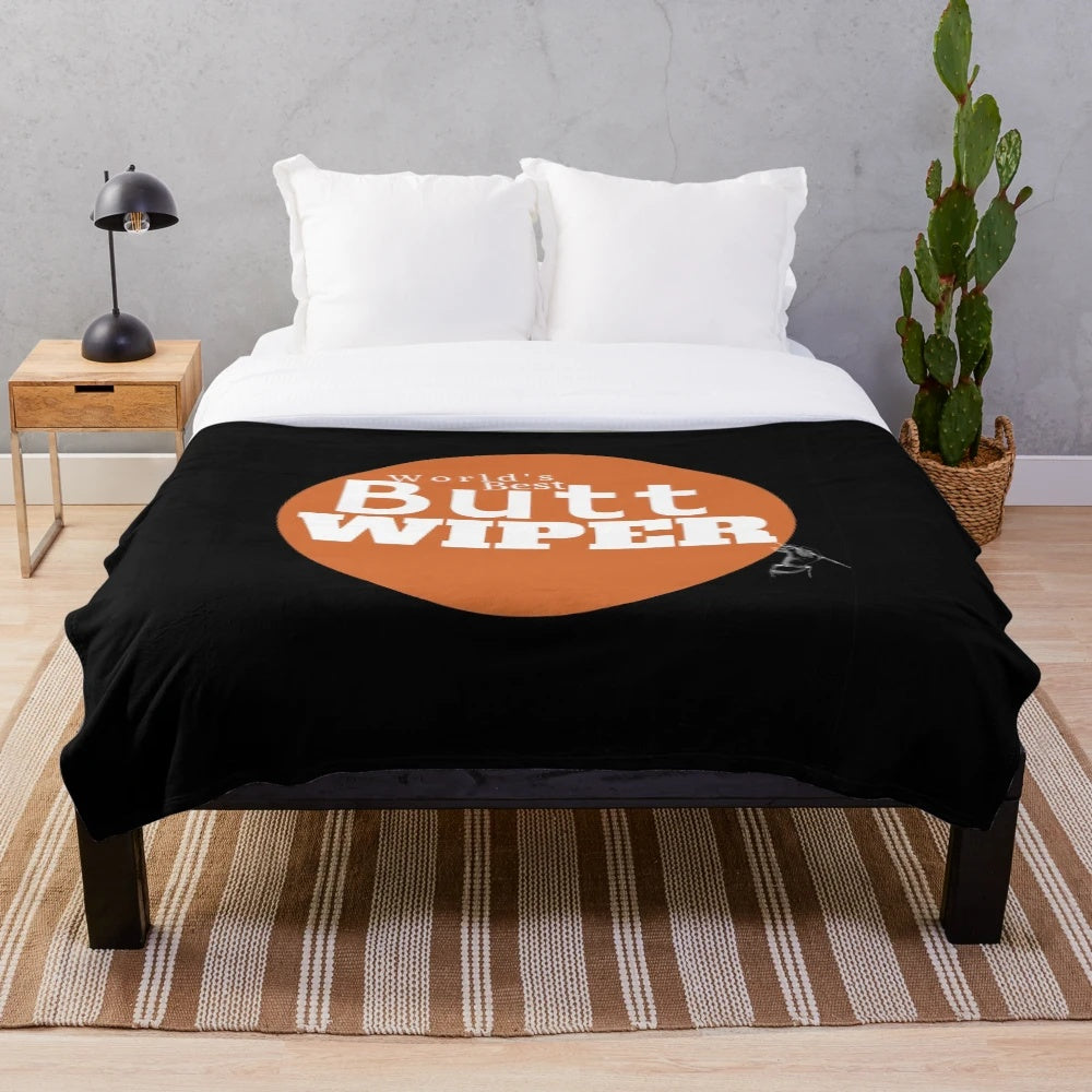 Plush blanket with a humorous "butt wiper" design, ideal for nurses and graduates