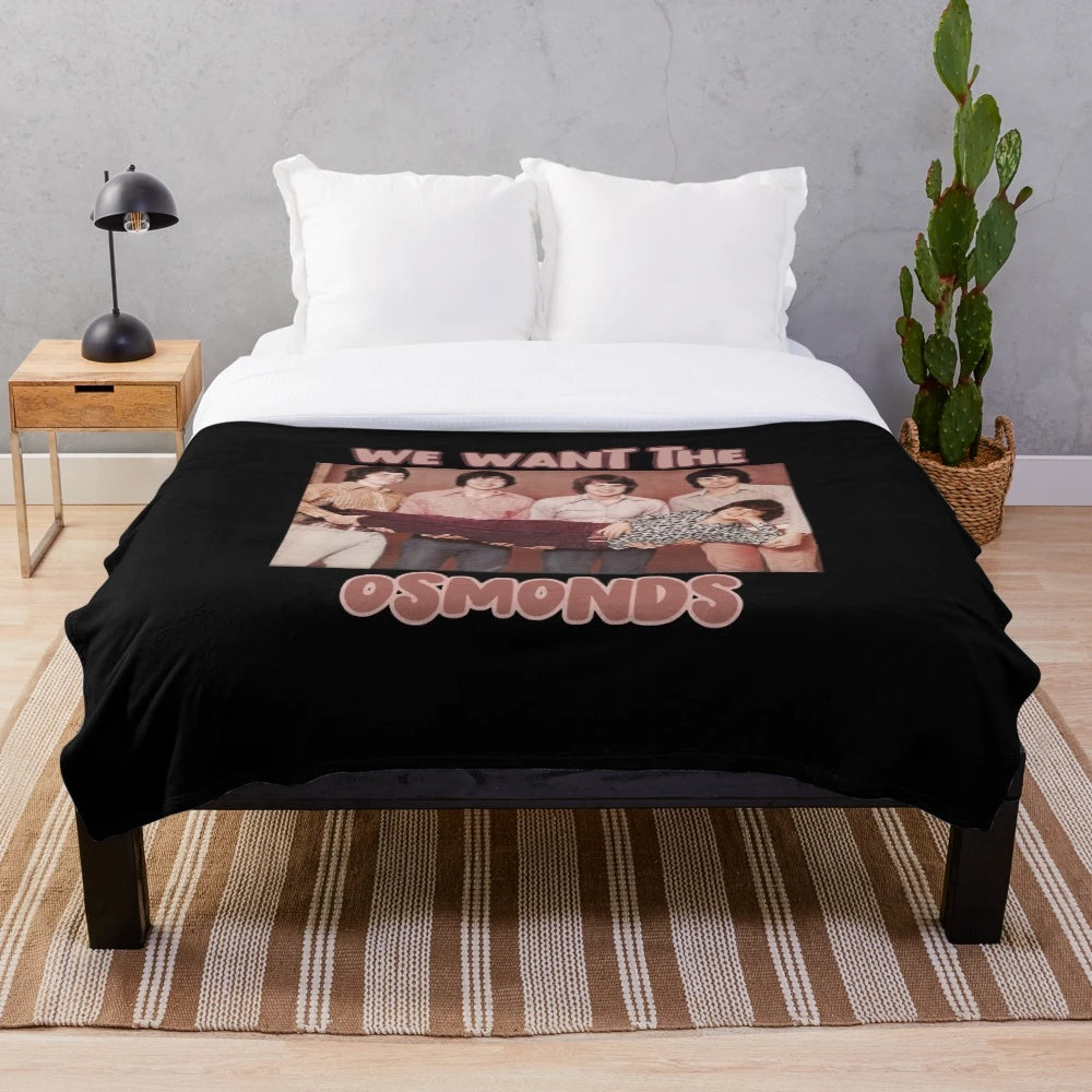 Plush blanket with a cool graphic design featuring The Osmonds and Donny Osmond