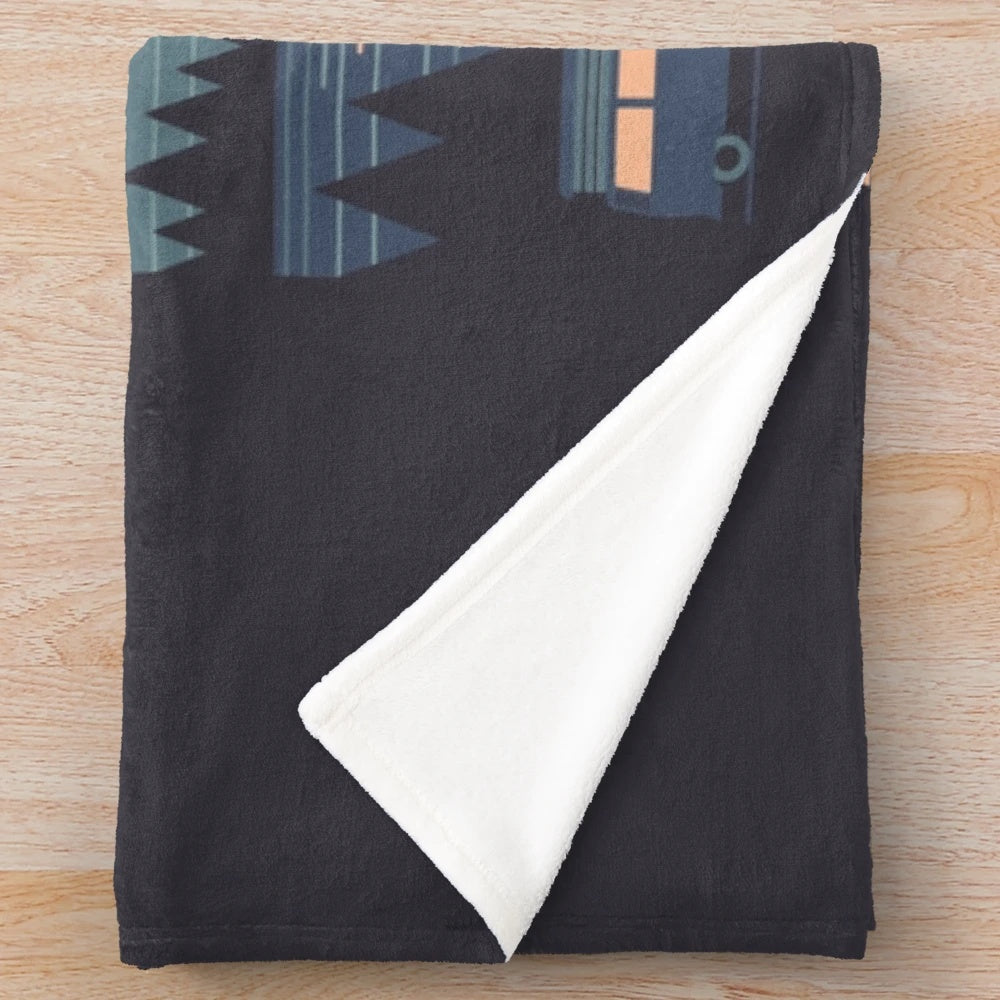 Plush blanket with mountain and nature graphic design