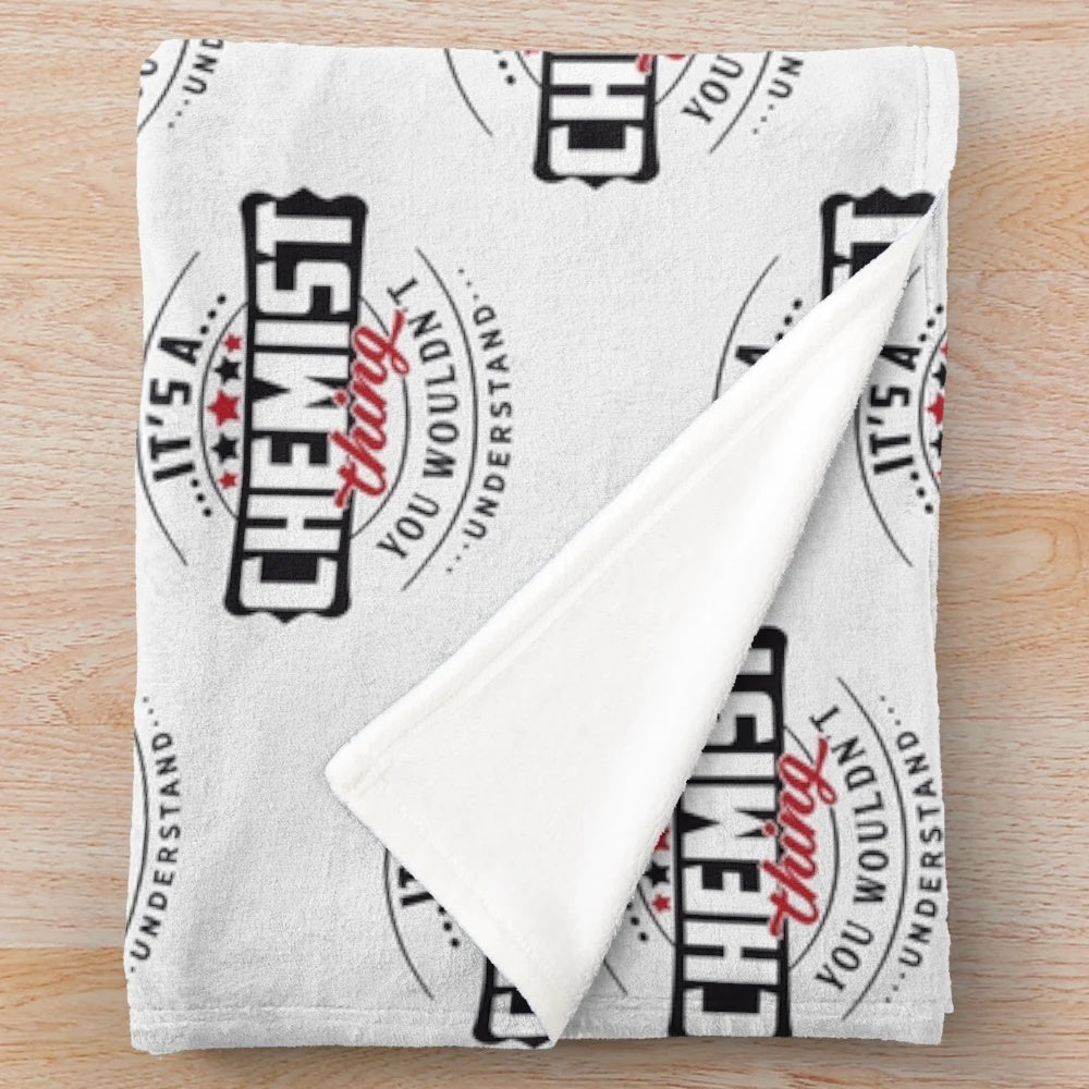 Chemist-themed plush blanket