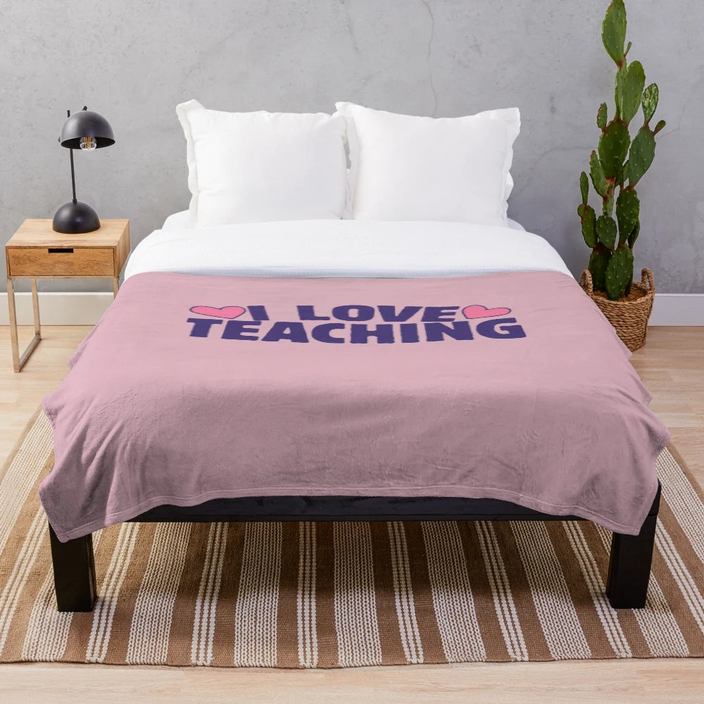 Plush blanket with "I love teaching" design for teachers