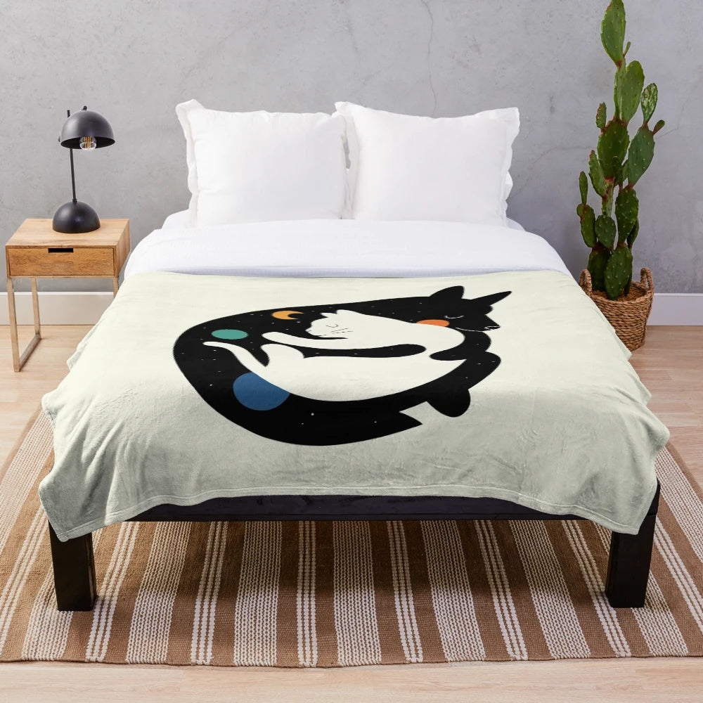 Plush blanket with "More Hugs Less Fights" design