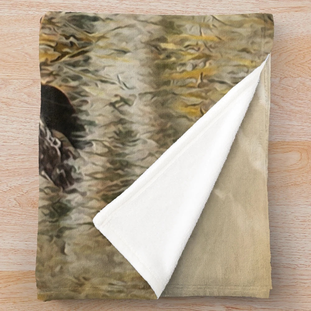 Plush blanket featuring a german shorthaired pointer (GSP) hunting pheasant