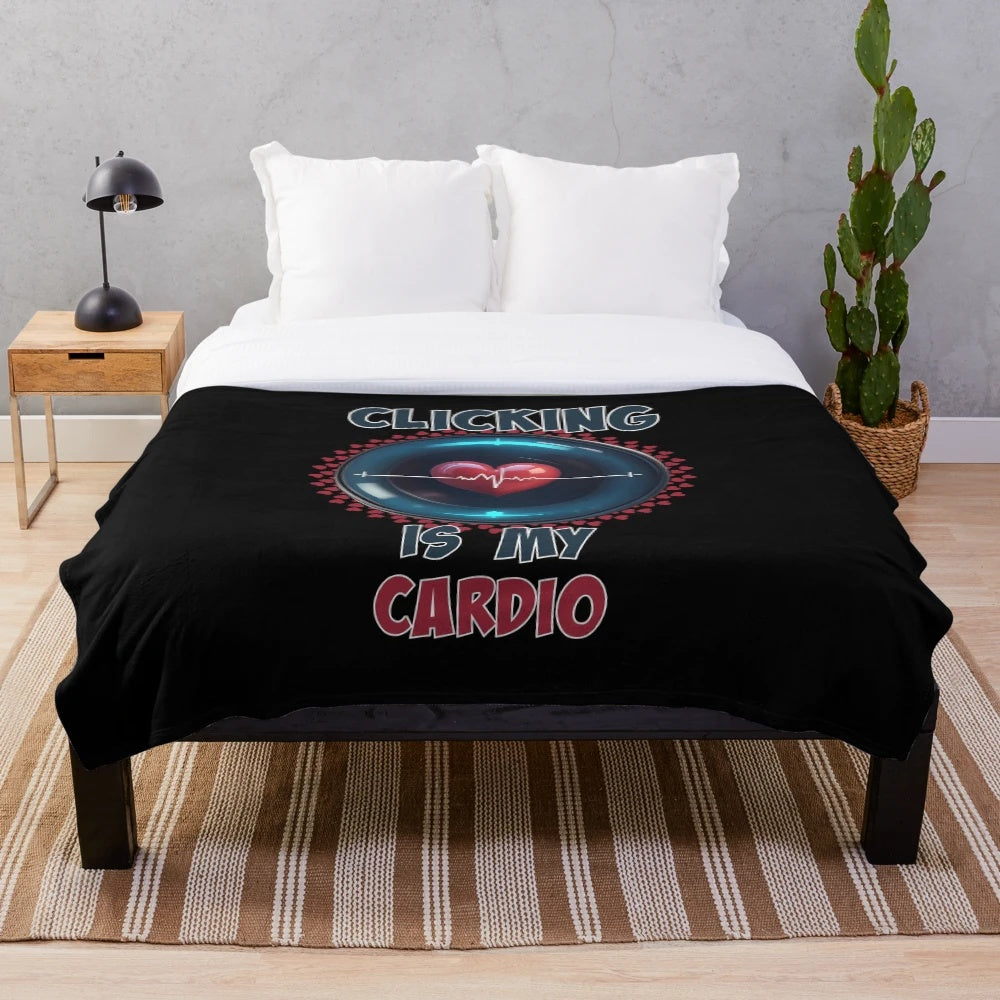 Photography Plush Blanket with Funny "Clicking is my Cardio" Design