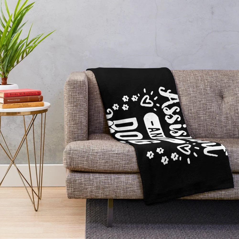 Plush blanket with "Physician Assistant and Dog Mom" design